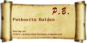 Petkovits Balázs névjegykártya